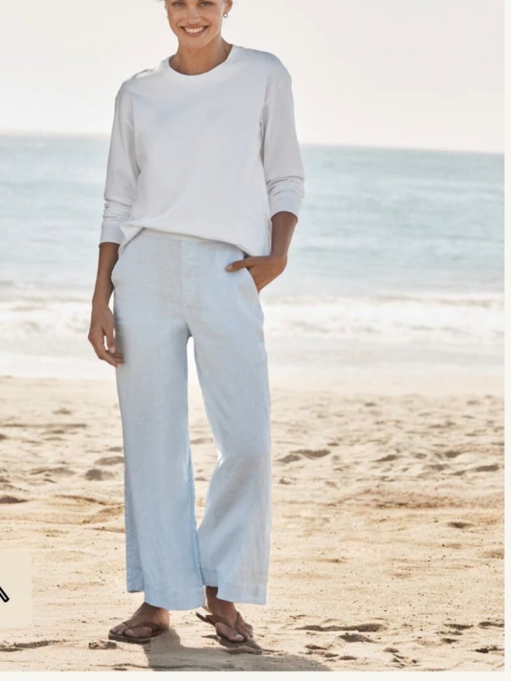 Frank & Eileen Quinn Long Sleeve Crew Neck Tee in White
